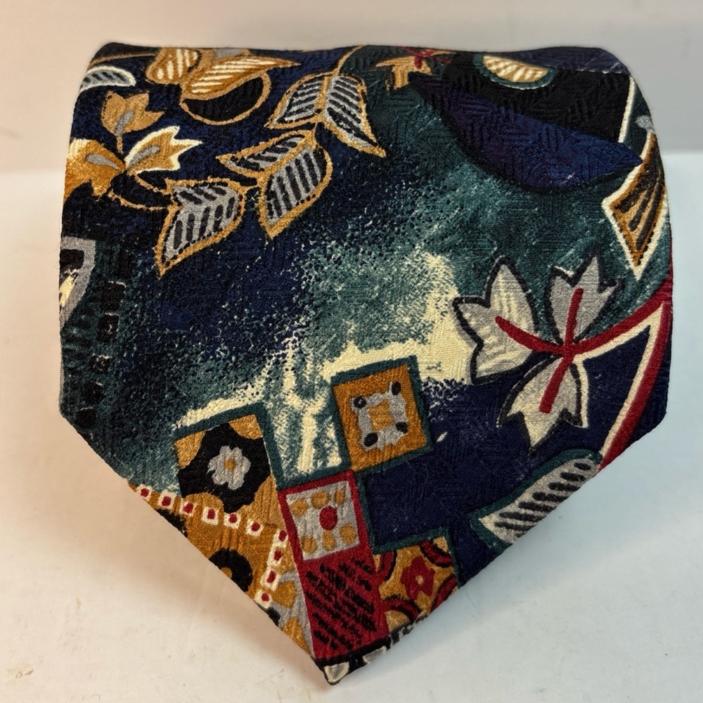 Vintage Alessandro Magno Tie 100% Silk Bold Geometric Print Made in Italy 59"